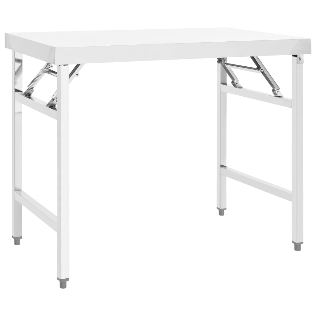 Kitchen Folding Work Table 100x60x80 cm Stainless Steel