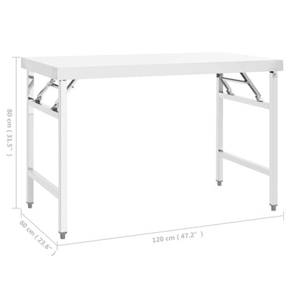 Kitchen Folding Work Table 120x60x80 cm Stainless Steel