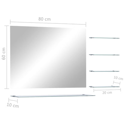 Wall Mirror with 5 Shelves Silver 80x60 cm