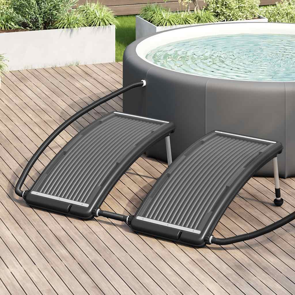 Solar Pool Heating Panel Set of 2 Black HDPE, PC, Aluminum Medium