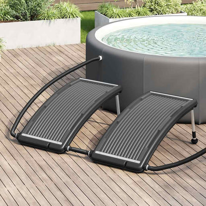 Solar Pool Heating Panel Set of 2 Black HDPE, PC, Aluminum Medium