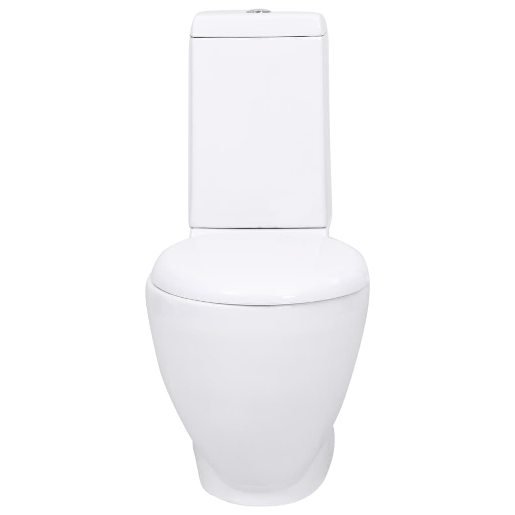 WC Ceramic Toilet Bathroom Round Toilet Bottom Water Flow White