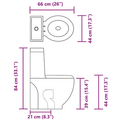 WC Ceramic Toilet Bathroom Round Toilet Bottom Water Flow Black