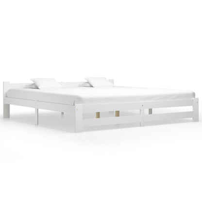 Bed Frame | White | Solid pine wood, plywood | 200x200 cm | Durable