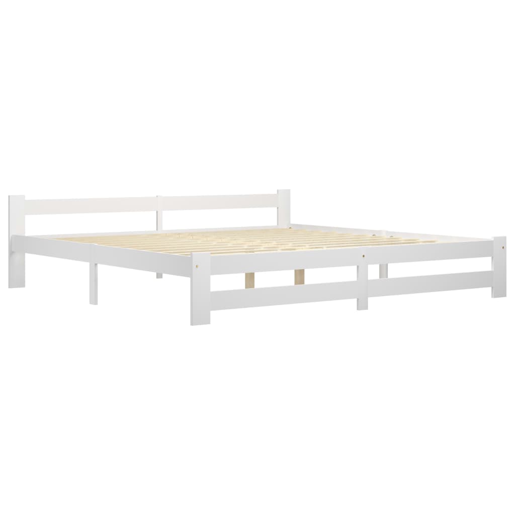 Bed Frame | White | Solid pine wood, plywood | 200x200 cm | Durable