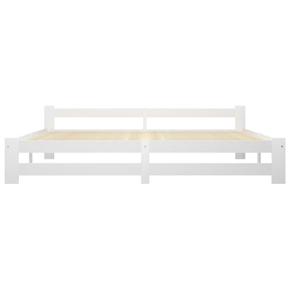 Bed Frame | White | Solid pine wood, plywood | 200x200 cm | Durable