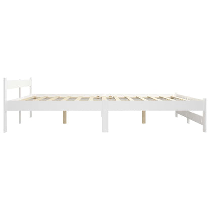 Bed Frame | White | Solid pine wood, plywood | 200x200 cm | Durable