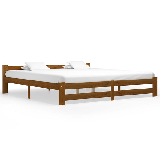 Bed Frame without Mattress Honey Brown Solid Pine Wood 200x200cm