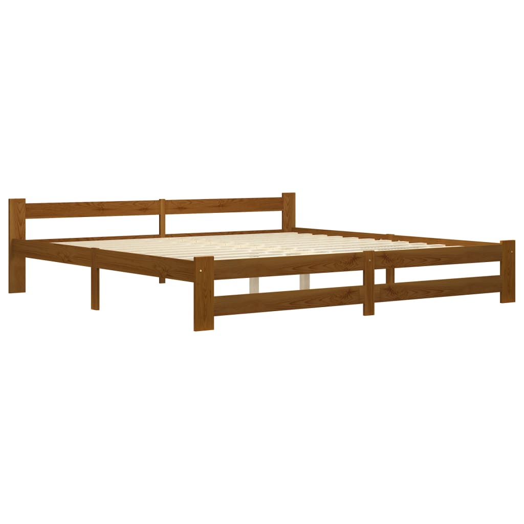 Bed Frame | Honey brown | Solid pine wood, plywood | 200x200 cm | Durable