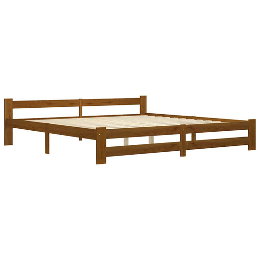 Bed Frame without Mattress Honey Brown Solid Pine Wood 200x200cm