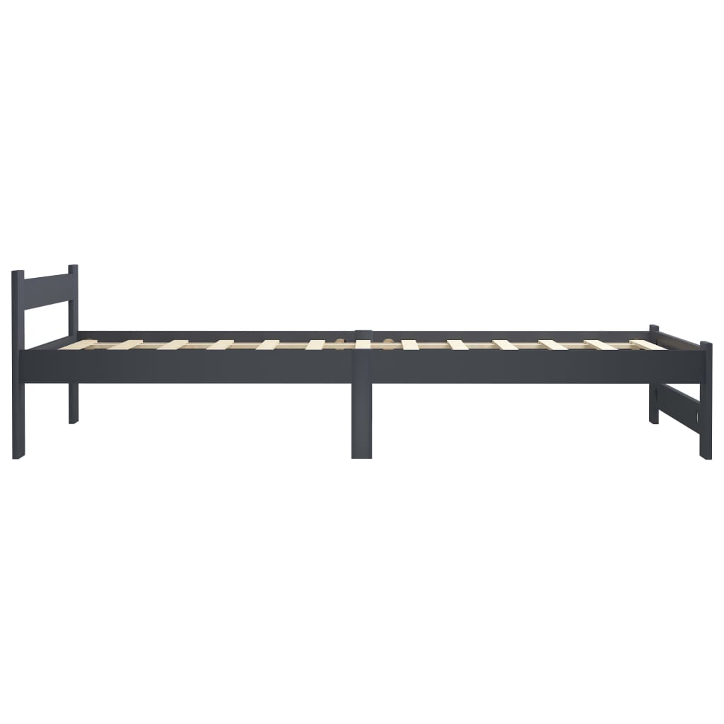 Bed Frame | Dark Grey | Solid Pine Wood, Plywood | Single | Durable