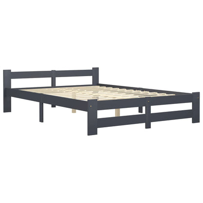 Bed Frame | Dark Grey | Solid Pine Wood, Plywood | Double |  Durable