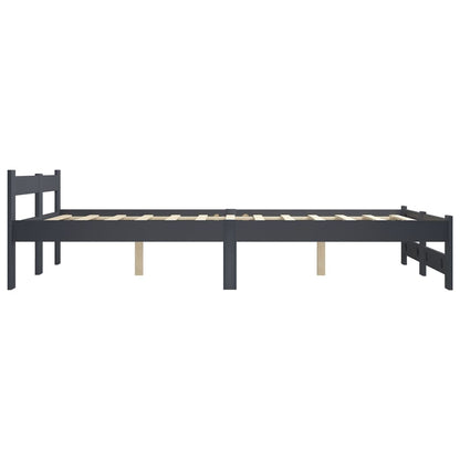 Bed Frame | Dark Grey | Solid Pine Wood, Plywood | Double |  Durable