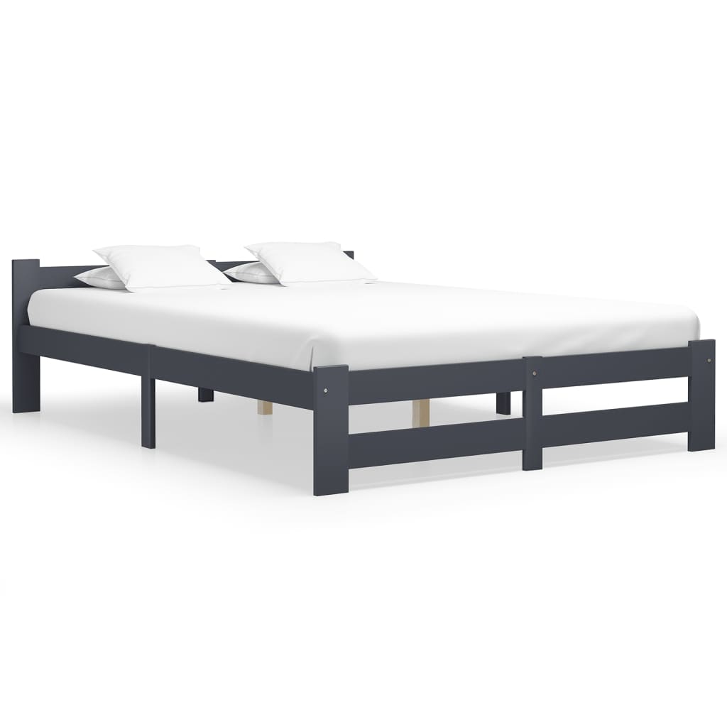 Bed Frame without Mattress Dark Grey Solid Pine Wood 160x200 cm