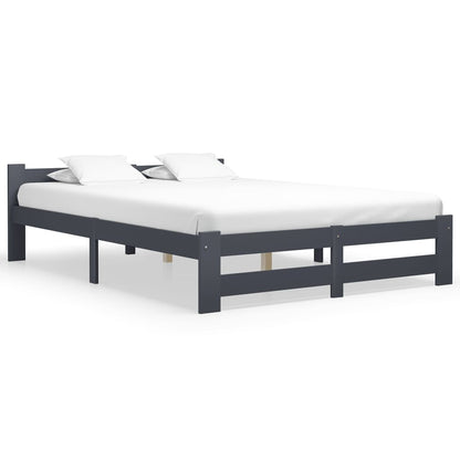 Bed Frame without Mattress Dark Grey Solid Pine Wood 160x200 cm