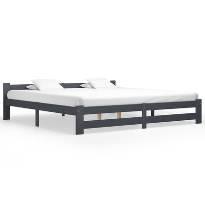 Bed Frame | Dark Grey | Solid pine wood, plywood | Double | Durable