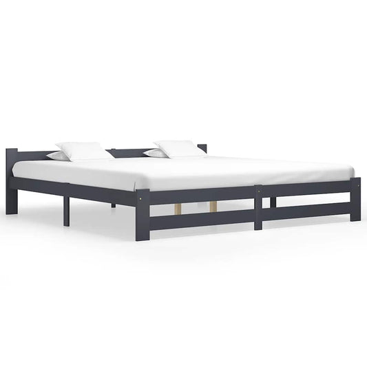 Bed Frame without Mattress Dark Grey Solid Pine Wood 200x200 cm