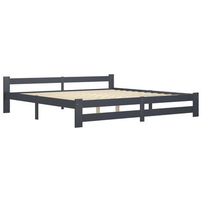 Bed Frame | Dark Grey | Solid pine wood, plywood | Double | Durable