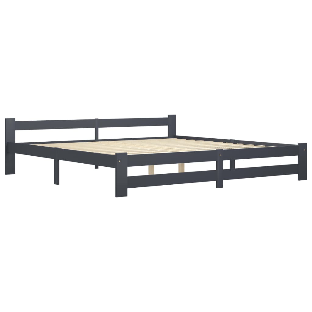 Bed Frame | Dark Grey | Solid pine wood, plywood | Double | Durable
