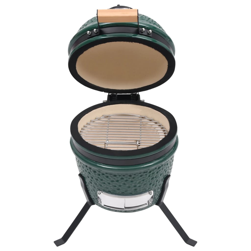 2-in-1 Kamado Barbecue Grill Smoker Ceramic 56 cm Green