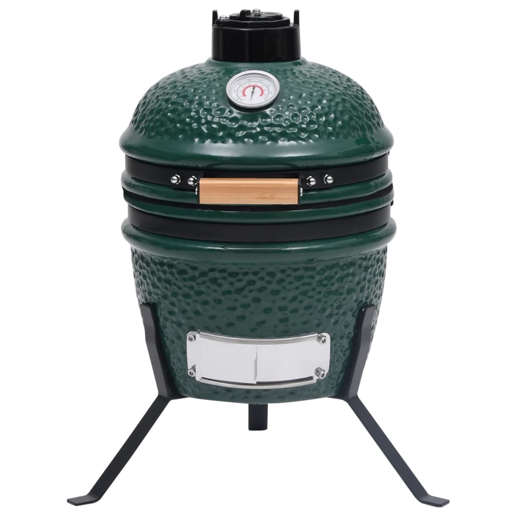 2-in-1 Kamado Barbecue Grill Smoker Ceramic 56 cm Green