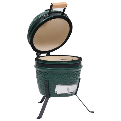 2-in-1 Kamado Barbecue Grill Smoker Ceramic 56 cm Green