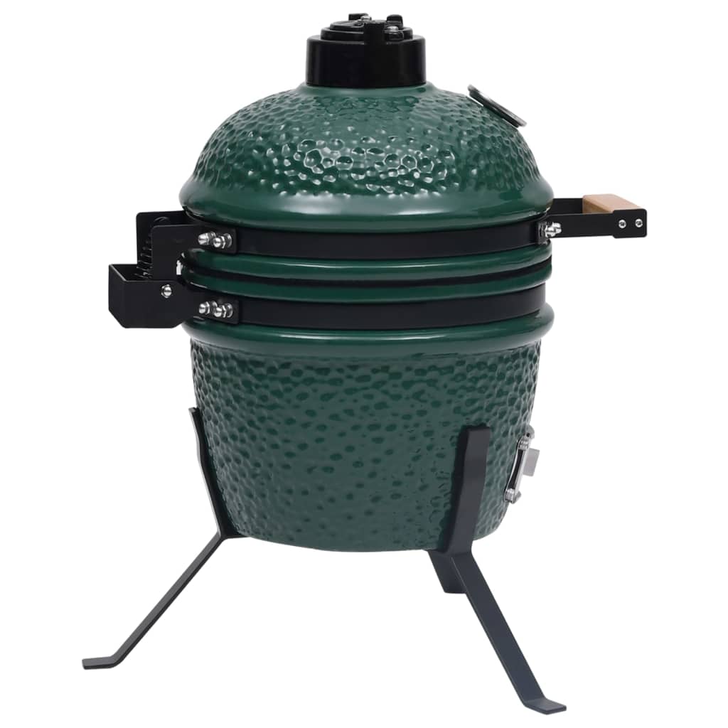 2-in-1 Kamado Barbecue Grill Smoker Ceramic 56 cm Green