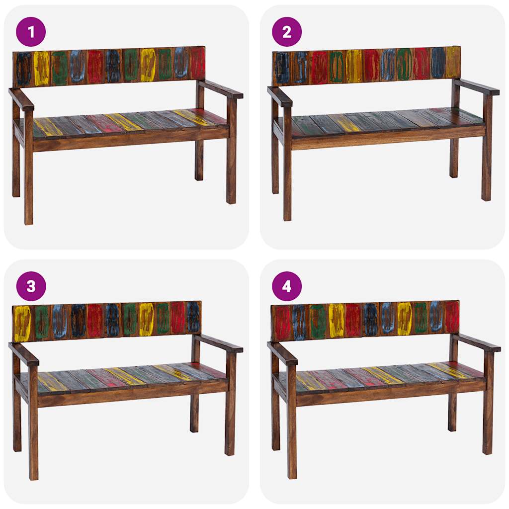 vidaXL Dining Chair Set of 4 Multicolour Solid reclaimed wood Standard
