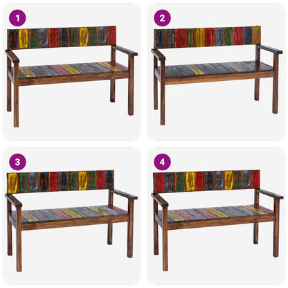 vidaXL Dining Chair Set of 4 Multicolour Solid reclaimed wood Standard