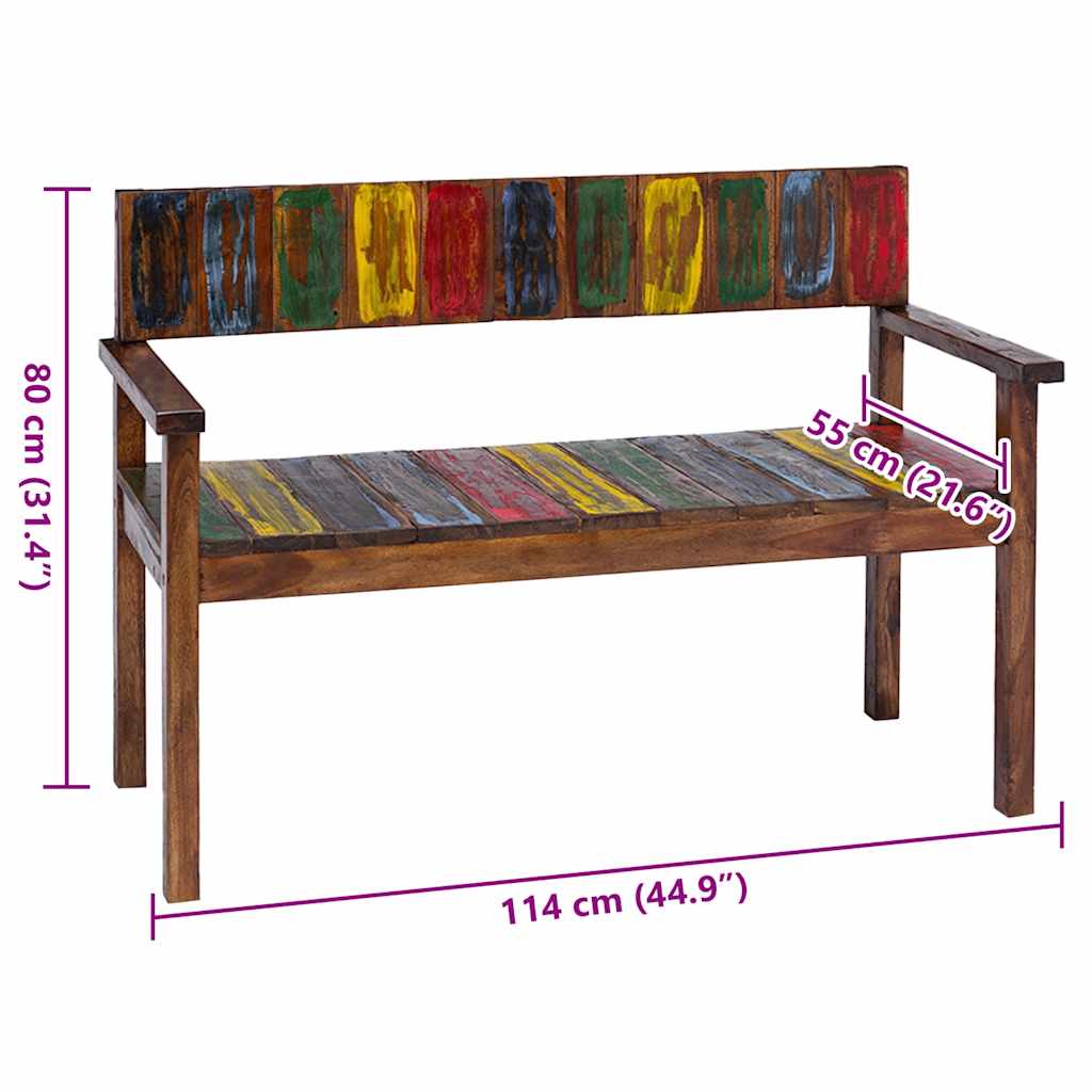 vidaXL Dining Chair Set of 4 Multicolour Solid reclaimed wood Standard
