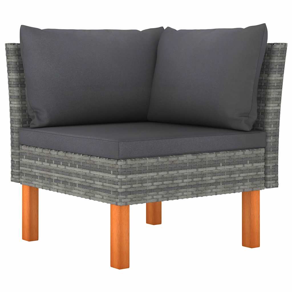 6 Piece Patio Lounge Set with Cushions Poly Rattan Gray