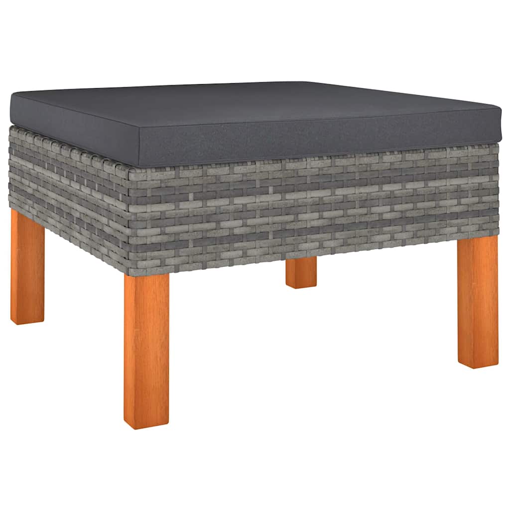 6 Piece Patio Lounge Set with Cushions Poly Rattan Gray