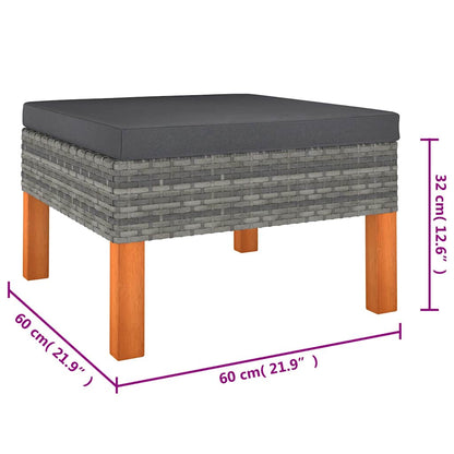 6 Piece Patio Lounge Set with Cushions Poly Rattan Gray