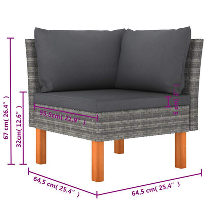 6 Piece Patio Lounge Set with Cushions Poly Rattan Gray