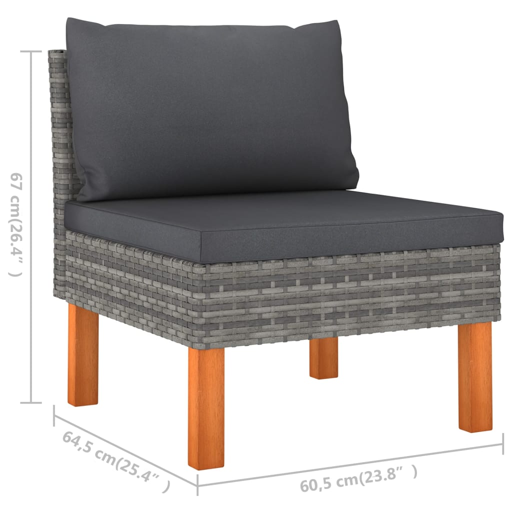 7 Piece Patio Lounge Set with Cushions Poly Rattan Gray
