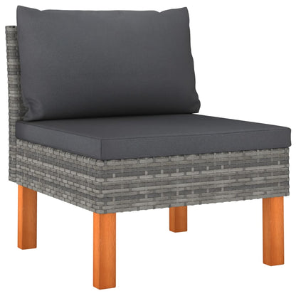 8 Piece Patio Lounge Set with Cushions Poly Rattan Gray