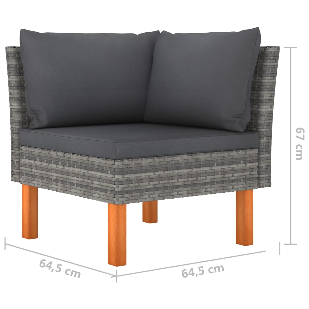 8 Piece Patio Lounge Set with Cushions Poly Rattan Gray