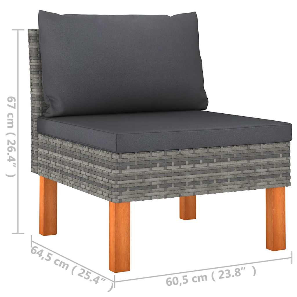8 Piece Patio Lounge Set with Cushions Poly Rattan Gray