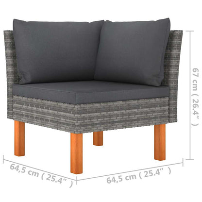 8 Piece Patio Lounge Set with Cushions Poly Rattan Gray