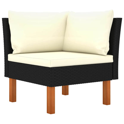 6 Piece Patio Lounge Set with Cushions Poly Rattan Black