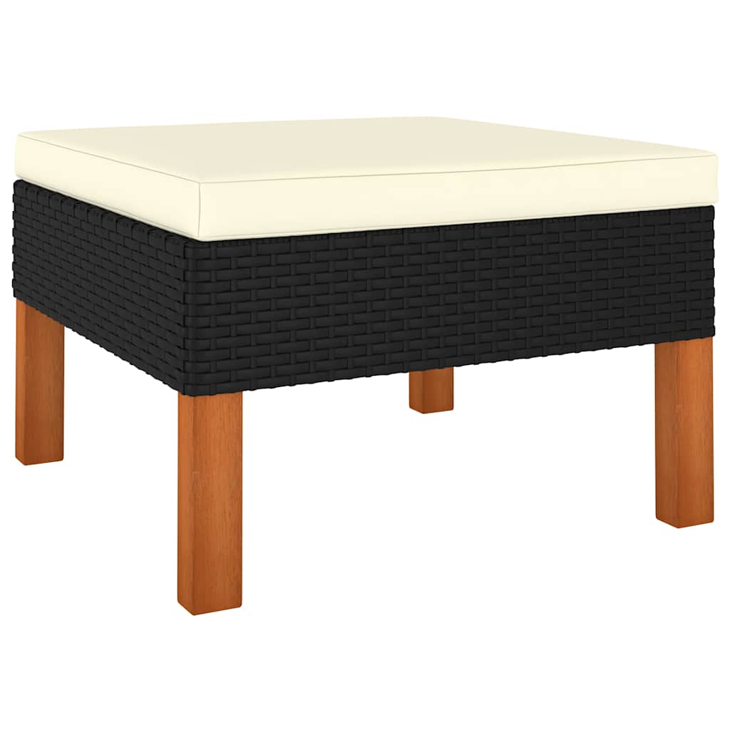 6 Piece Patio Lounge Set with Cushions Poly Rattan Black