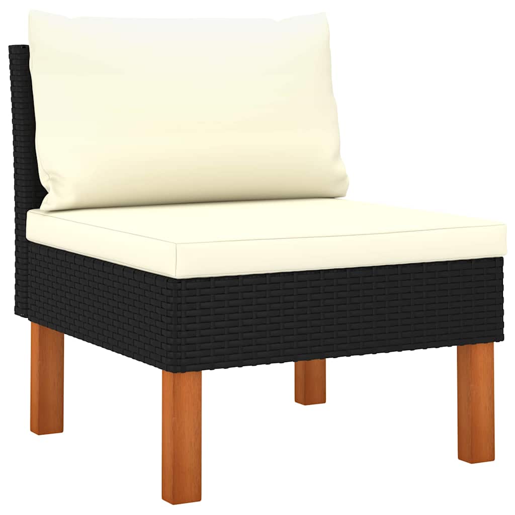 6 Piece Patio Lounge Set with Cushions Poly Rattan Black