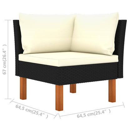 6 Piece Patio Lounge Set with Cushions Poly Rattan Black