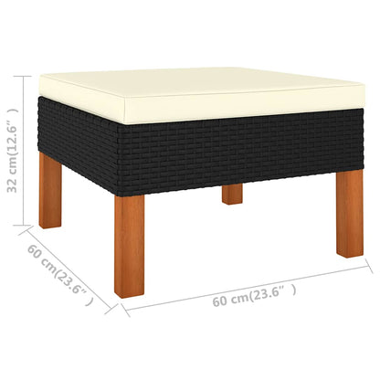 6 Piece Patio Lounge Set with Cushions Poly Rattan Black