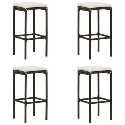 5 Piece Patio Bar Set with Cushions Poly Rattan Brown
