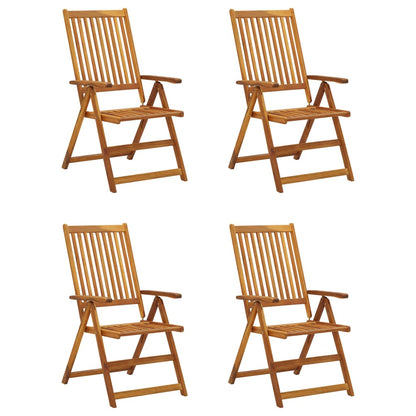 Patio Reclining Chairs 4 pcs with Cushions Solid Acacia Wood