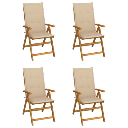Patio Reclining Chairs 4 pcs with Cushions Solid Acacia Wood