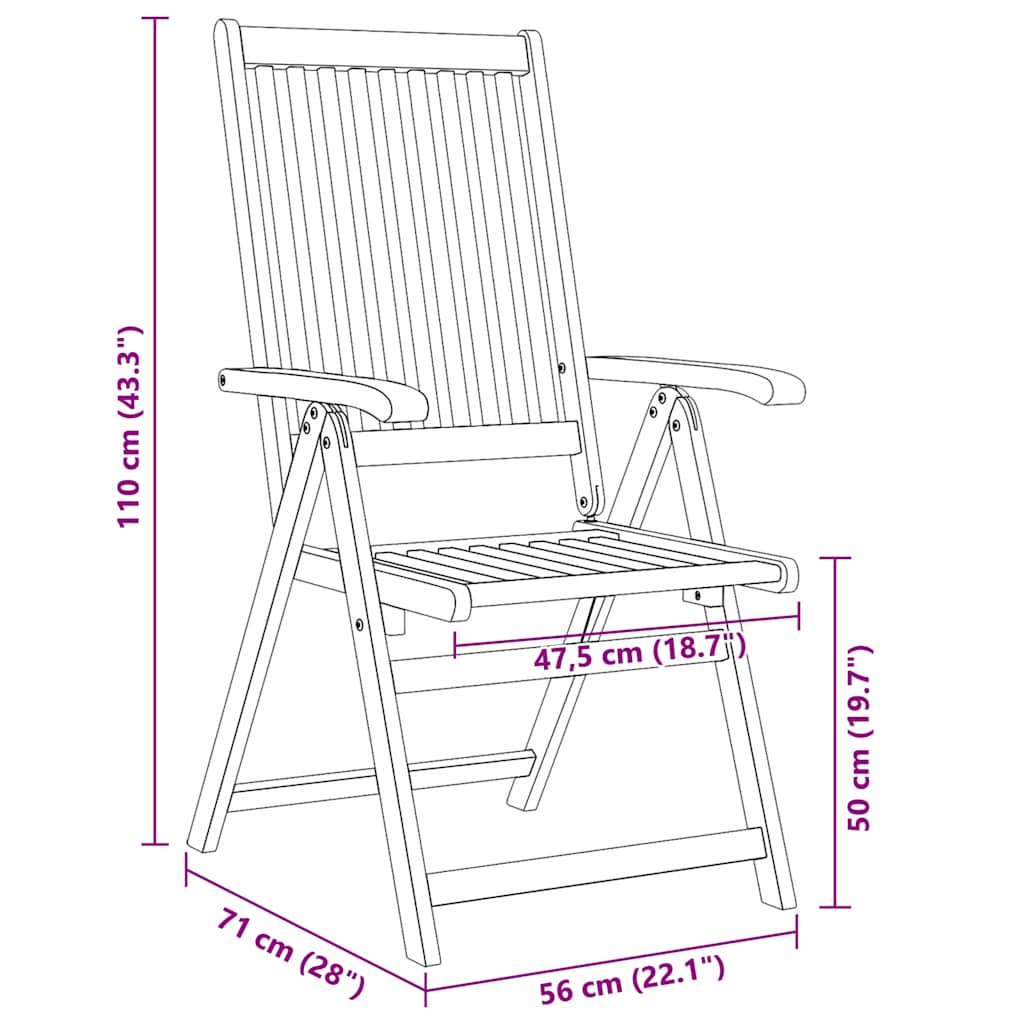 Folding Patio Chairs 4 pcs Solid Acacia Wood