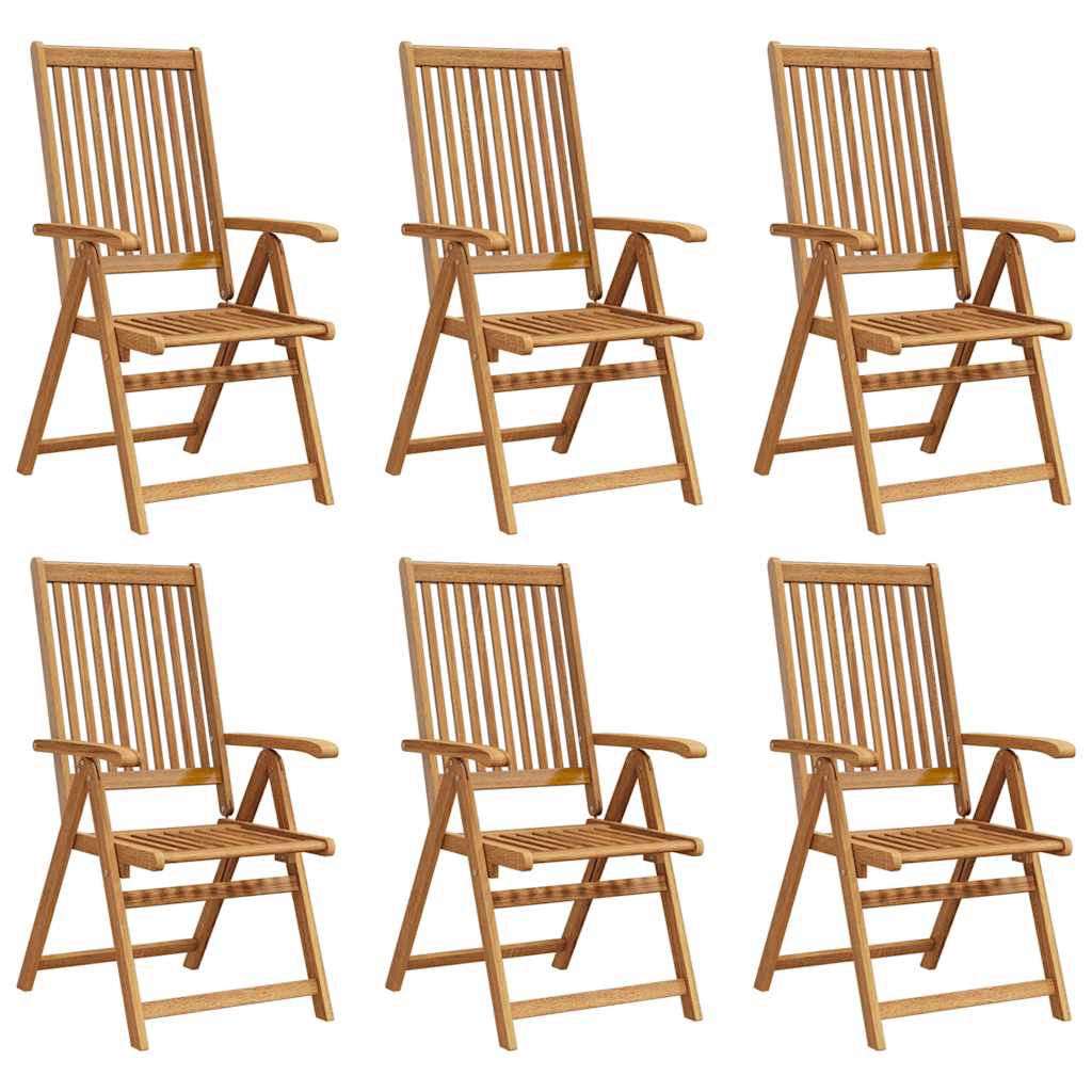 Folding Patio Chairs 6 pcs Solid Acacia Wood