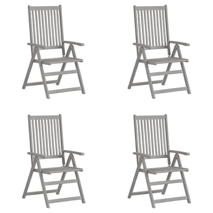 Garden Chair | Set of 4 | Grey | Solid Acacia Wood | Standard | Foldable